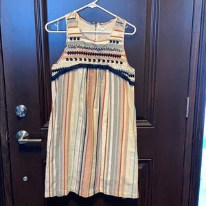THML striped embroidered linen dress